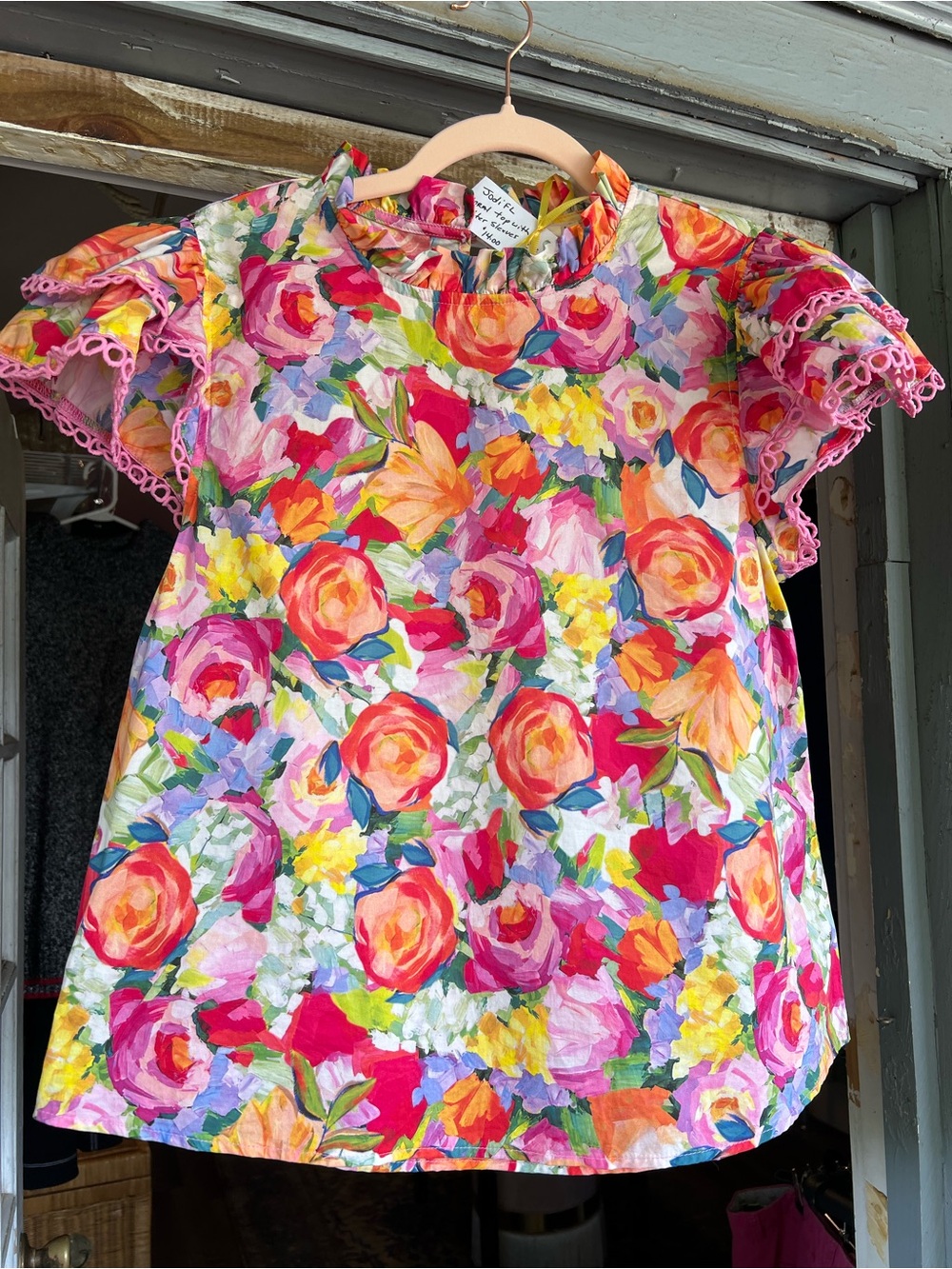 JODIFL Multicolor Floral Ruffle Sleeve Blouse size Small